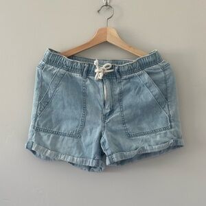 American Eagle Outfitters Light Blue, Drawstring Jean Shorts.  4